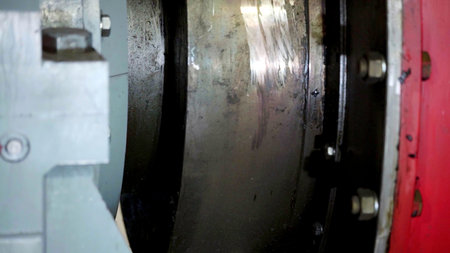 A Close-Up View of an Engine Component Displaying Distinct Signs of Wear Accumulated Over Time....
