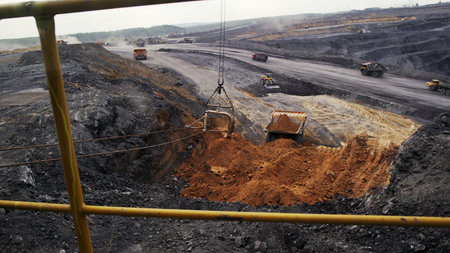 OpenPit Mining Operations are Currently in Progress at the Designated Mining Site. Stock Clip