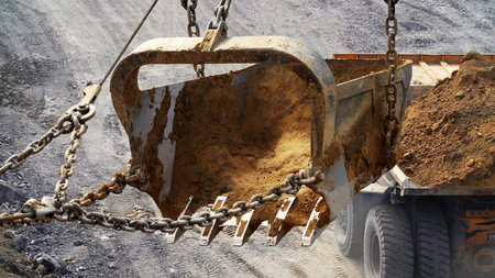Watch the Heavy Machinery Excavator Bucket skillfully at work in action on the job site. Stock Clip
