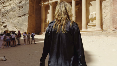 Embarking on an unforgettable journey to explore the stunning Ancient City of Petra. Actionの写真素材