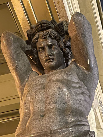 This impressive Classical Sculpture depicts a Heroic Figure rendered beautifully in Grayscale