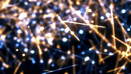Abstract colorful neon lines with glowing defocused particles. Animation. Christmas theme, beautiful...
