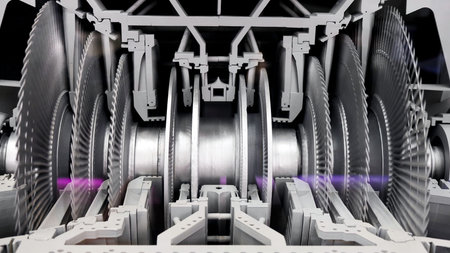 Metal cutting. Media.A huge iron machine with sharp discs for cutting large parts.