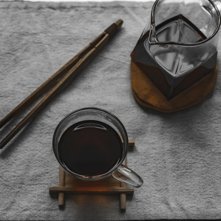Enjoy the experience of artisan brewed coffee made with traditional handcrafted utensilsの写真素材