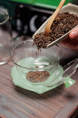 The process of Brewing Herbal Tea with Dried Spices and Various Unique Ingredientsの写真素材