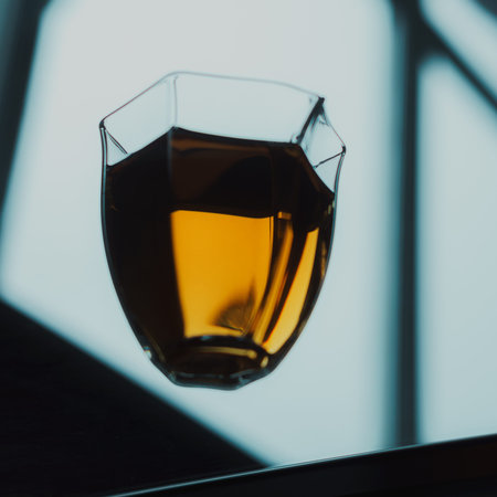 An Aesthetic Glowing Drink Presented Beautifully in a Unique and Stylish Glass Containerの写真素材