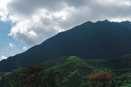The Lush Green Mountains Stand Tall Under a Beautifully Cloudy Sky, Awaiting Adventurers