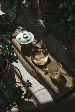 Experience the calming and serene world of tea with beautifully elegant tea ware crafted with careの写真素材