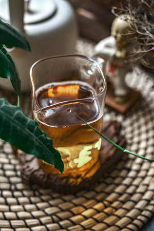 Enjoy the soothing experience of a relaxing cup of tea in a cozy and inviting setting