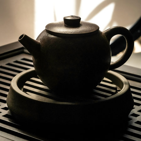 An Elegant Teapot Silhouette Gracefully Displayed on a Stylish and Chic Tea Tray