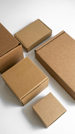Sturdy brown cardboard boxes in various sizes for shipping and storage purposes
