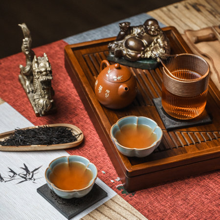 Experience the elegance of a Traditional Tea Ceremony with exquisite teaware and delightful teaの写真素材