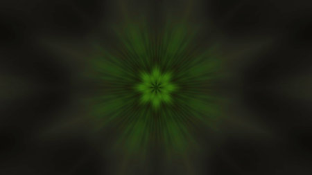 A vibrant animation of a green star amidst kaleidoscopic patterns. Movementの写真素材