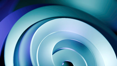 Abstract Spiral Waves Displaying Shades of Blue and Green in Various Artistic Designs. Designの写真素材