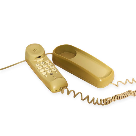 A beautifully designed Vintage Landline Phone featuring a Corded Handset in Olive Greenの写真素材