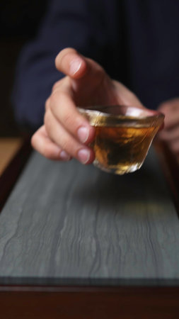 An Aesthetic Tea Experience That Is Presented Beautifully in an Elegant and Stylish Glass Cup. Mediaの写真素材