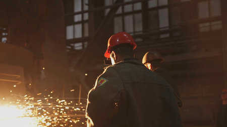 Workers in an industrial environment wearing essential safety gear for protection and efficiency....