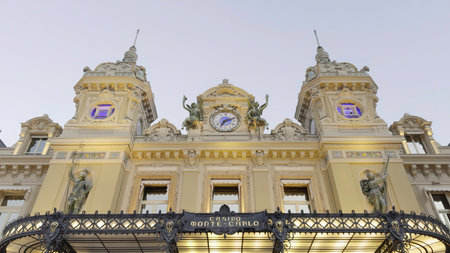 Monte carlo casino majestic facade at dusk. Actionの写真素材