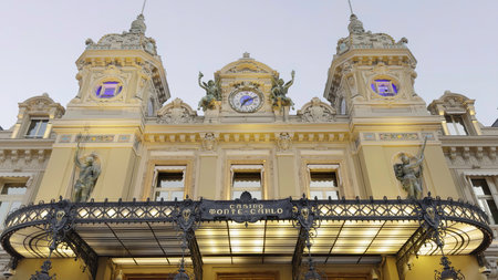 Monte carlo casino majestic facade at dusk. Actionの写真素材