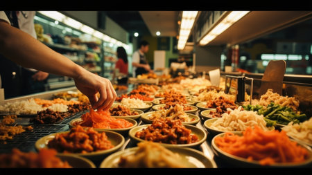 Chef preparing asian food in restaurant kitchenの素材