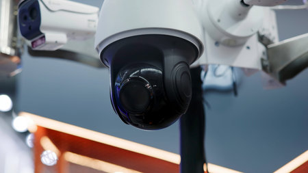 Modern security camera rotating and monitoring on a drone. Media