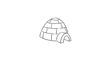 Igloo snow house line art drawing illustration