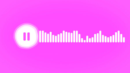 Music player interface with sound wave equalizer and pause button