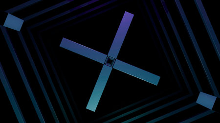 Abstract x shape tunnel with geometric shapesの写真素材