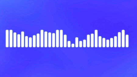 Audio sound wave equalizer bars bouncing on blue background