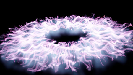 Abstract glowing energy particles forming light vortex