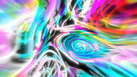 Abstract colorful light trails forming swirling patterns