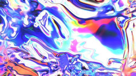Iridescent holographic liquid creating abstract vibrant background pattern