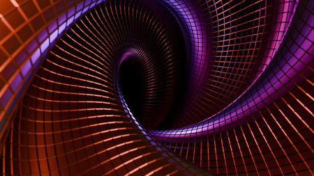 Abstract futuristic spiral tunnel rotating background. Design