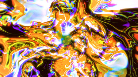 Abstract flowing liquid paint creating psychedelic pattern
