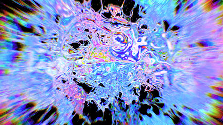 Concentric iridescent fluid bursting with vibrant color