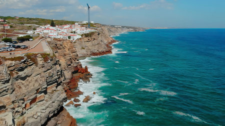 Scenic aerial view of azenhas do mar village and coastline. Mediaの写真素材