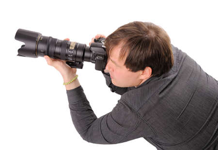  Men with digital cameraの写真素材