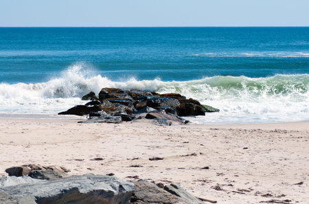 the sea beach with sand and stones 