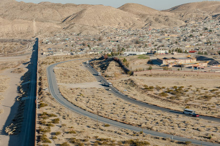 View of the highway in the desert of California, United States.