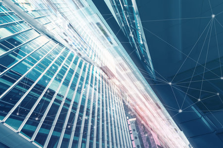 Modern living, Zuidas Amsterdam, IOT, network concept. Smart city. 5G, artificial intelligence,...
