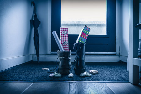 Sinterklaas, children can put their shoe on, early in the morning, typical Dutch party tradition,...