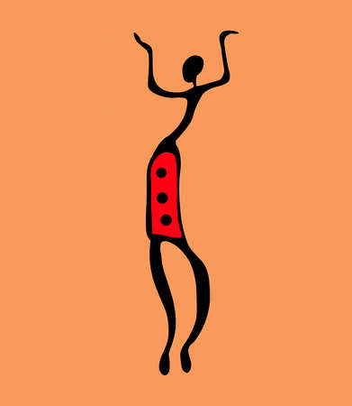 beautiful figure of an African woman in the style of ancient rock paintingsのイラスト素材