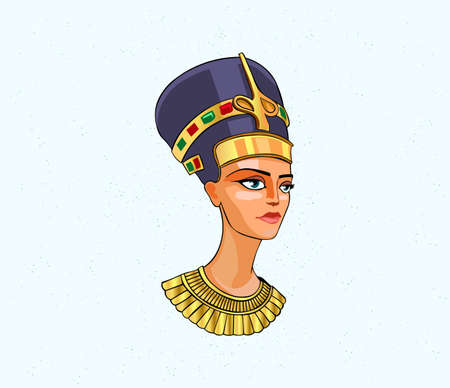 Egyptian Queen Nefertiti is isolated on a white background.のイラスト素材