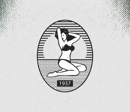 retro logo woman of the 30sのイラスト素材