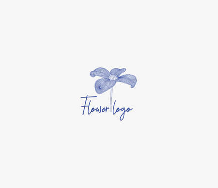elegant flower rose beauty with line art style. logo use cosmetics, yoga and spa logo design inspiration. set of logo and business card designのイラスト素材