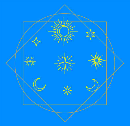 Background with small and big stars. Modern geometric abstract illustration with stars.のイラスト素材