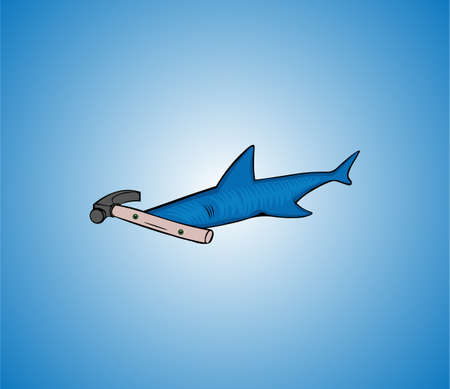Hammer fish. beautiful cartoon illustrationのイラスト素材