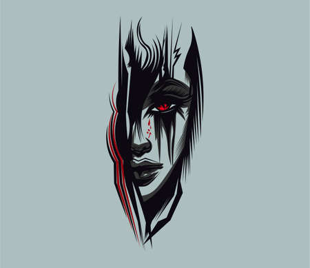 beautiful portrait of a vampire girlのイラスト素材