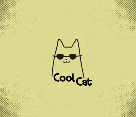 a simple logo, an icon with a cat. old cartoon styleのイラスト素材