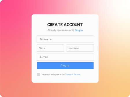 Ready-made create account form template for website.のイラスト素材